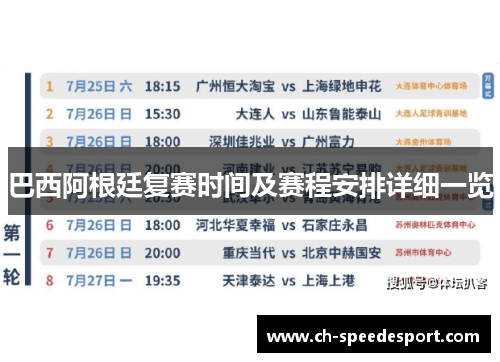 巴西阿根廷复赛时间及赛程安排详细一览